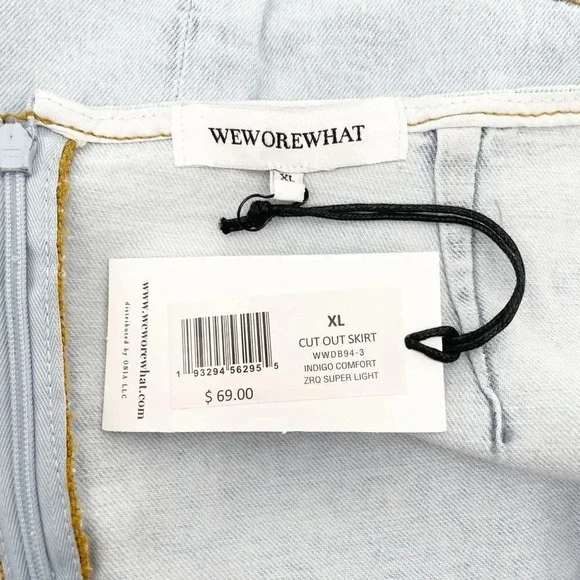 NWT Revolve WeWoreWhat Cut Out Denim Mini Skirt Women's M Blue Light Wash High W - Picture 6 of 7